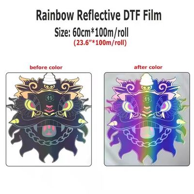 Kleurrijke regenboogreflecterende DTF-film voor DTF-drukmaterialen op het bureaublad