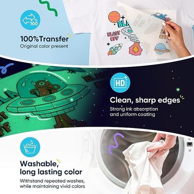Groen licht Noctilucent Luminous Heat Transfer Film Glow-in-the-dark DTF PET Film voor T-shirts Speciaal logo drukwerk