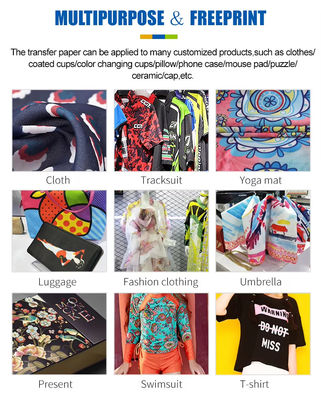 56 inch*100m Stretch Sublimation Paper Roll Wit 42 gsm Voor professioneel stofdrukken