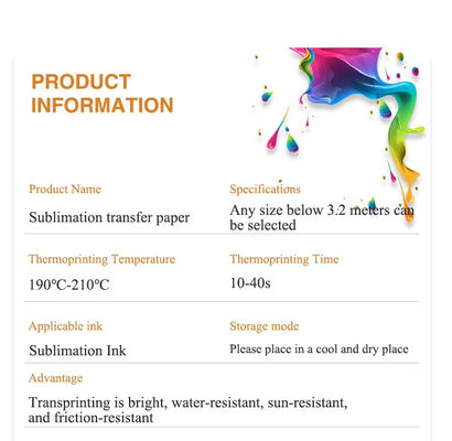 71 inch sublimatie-printmateriaal papier voor rekbaar stof 100GSM
