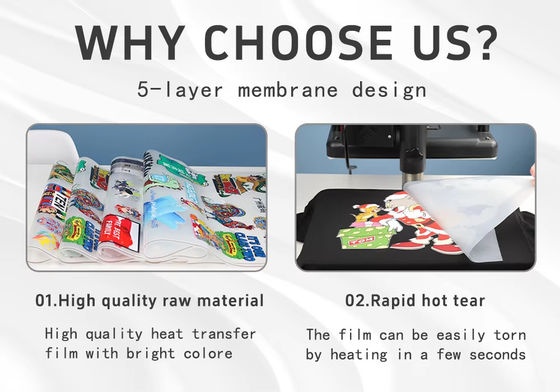 30cm*100M warmpeeling enkelvoudige dubbelzijdige rol DTF-transferfilm voor DTF-inktjetprinter
