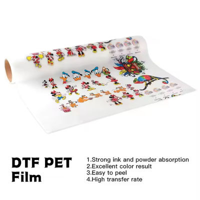 DTF-transferfilm 30cm x 100M 75U Compatibel met CMYK + witte inkt voor kledingdrukken